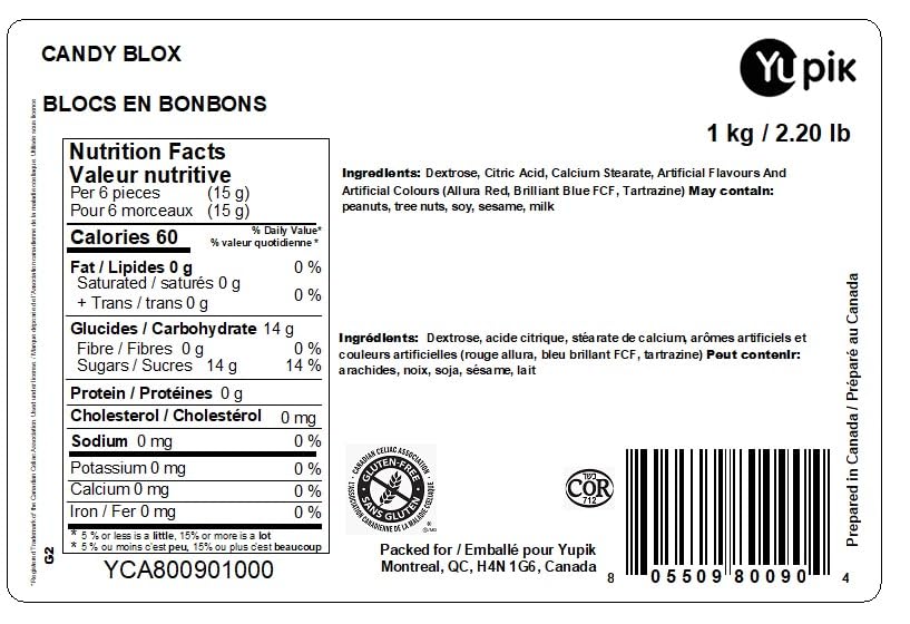 Yupik Candy Blox Pressed Candies, 1 kg, 6 Count, Gluten-Free, Kosher