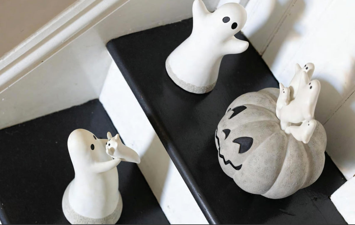 Boston International Ghost & Jack-O-Lantern Figurine, 7" x 10"