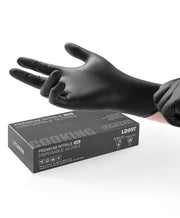 LANON Black Nitrile Disposable Gloves, Large