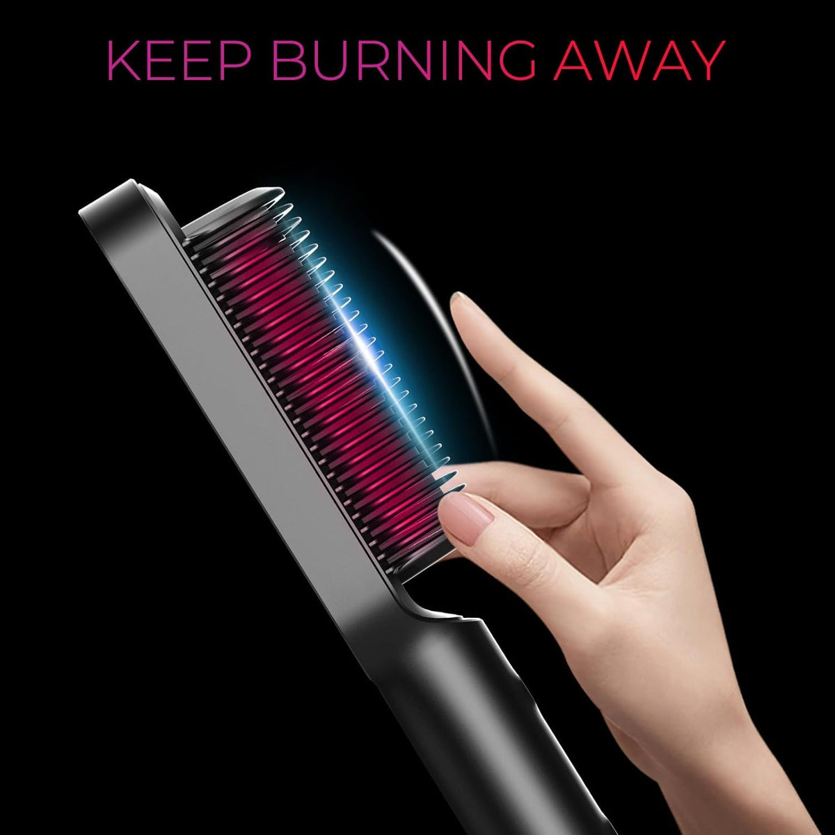 Tymo Hair Straightener Brush and Flat Iron Comb 2-in-1, Black