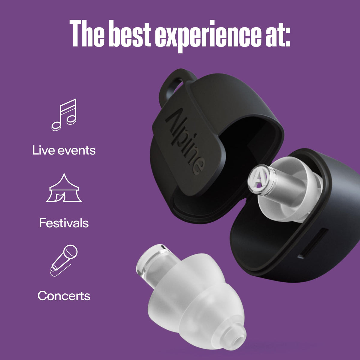 Alpine PartyPlug Pro Reusable Concert Ear Plugs, Transparent