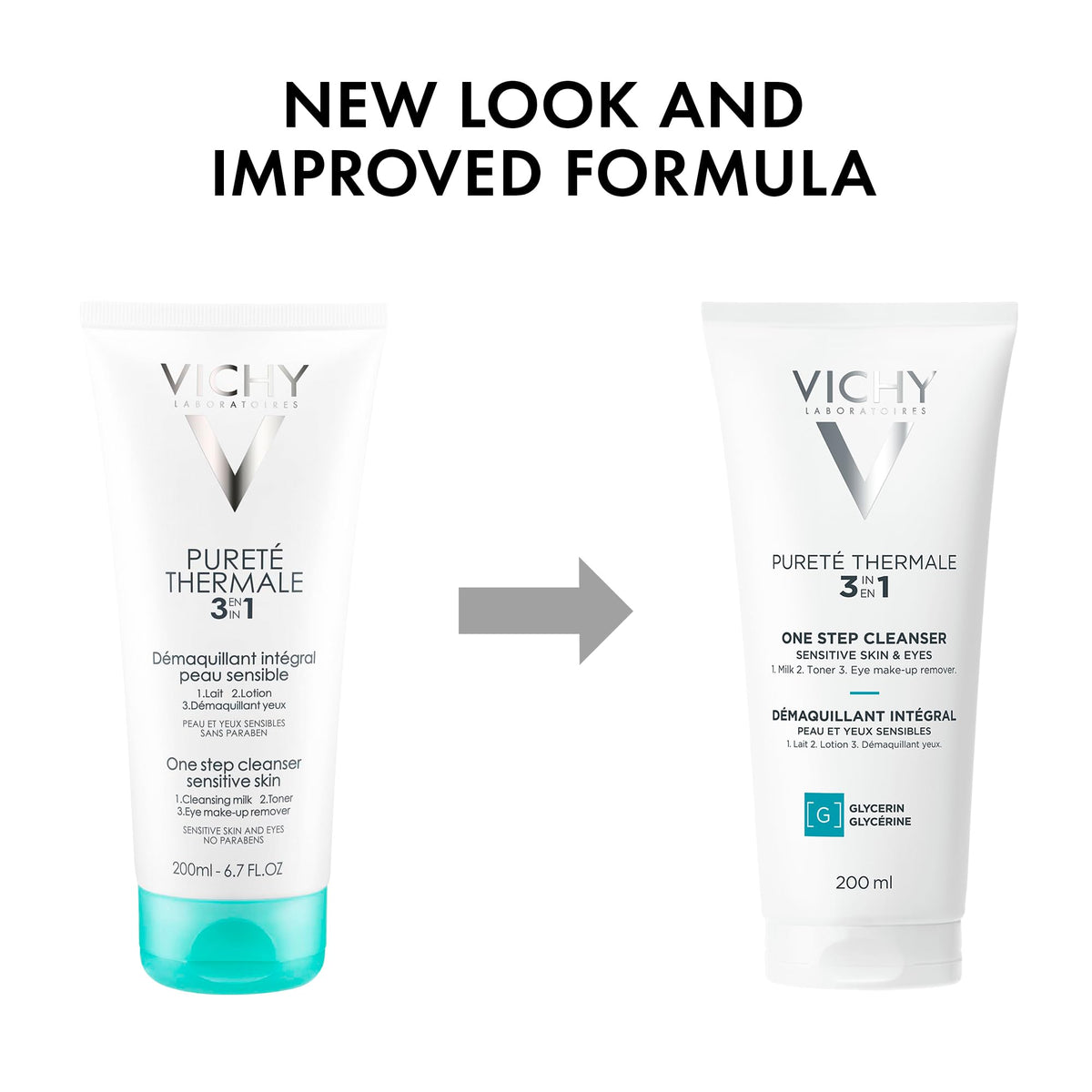 Vichy Gentle Facial Cleanser and Makeup Remover, 200 mL
