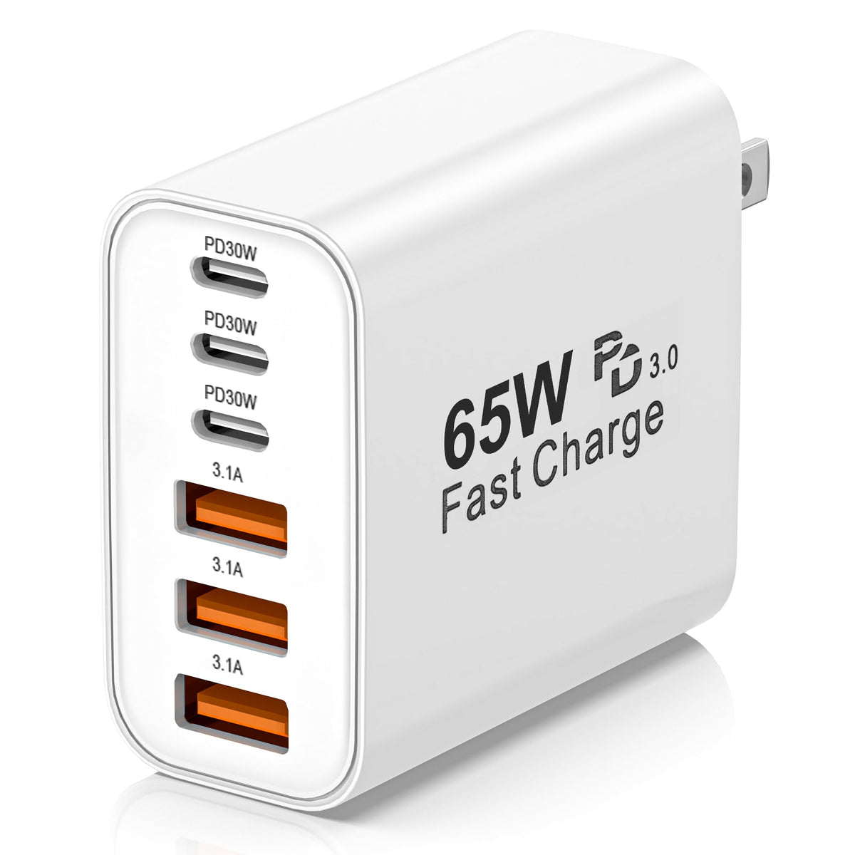65W 6-Port USB-C Charger Block, Multi-Device Fast Charger