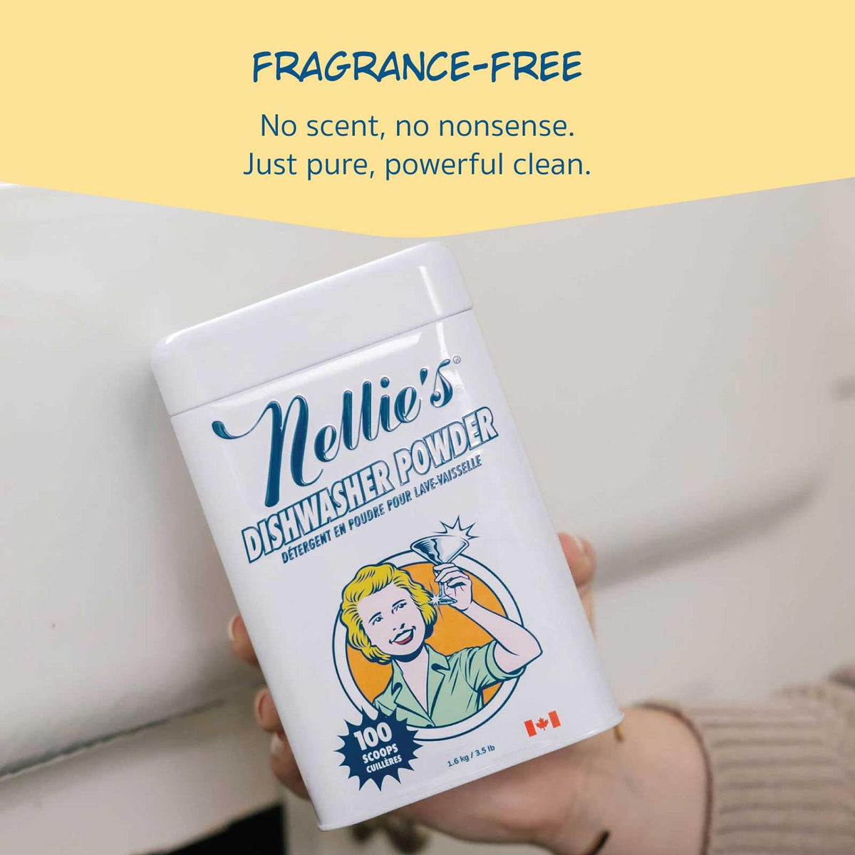 Nellie's Dishwasher Powder, 100 Load, Fragrance-Free, Made in Canada