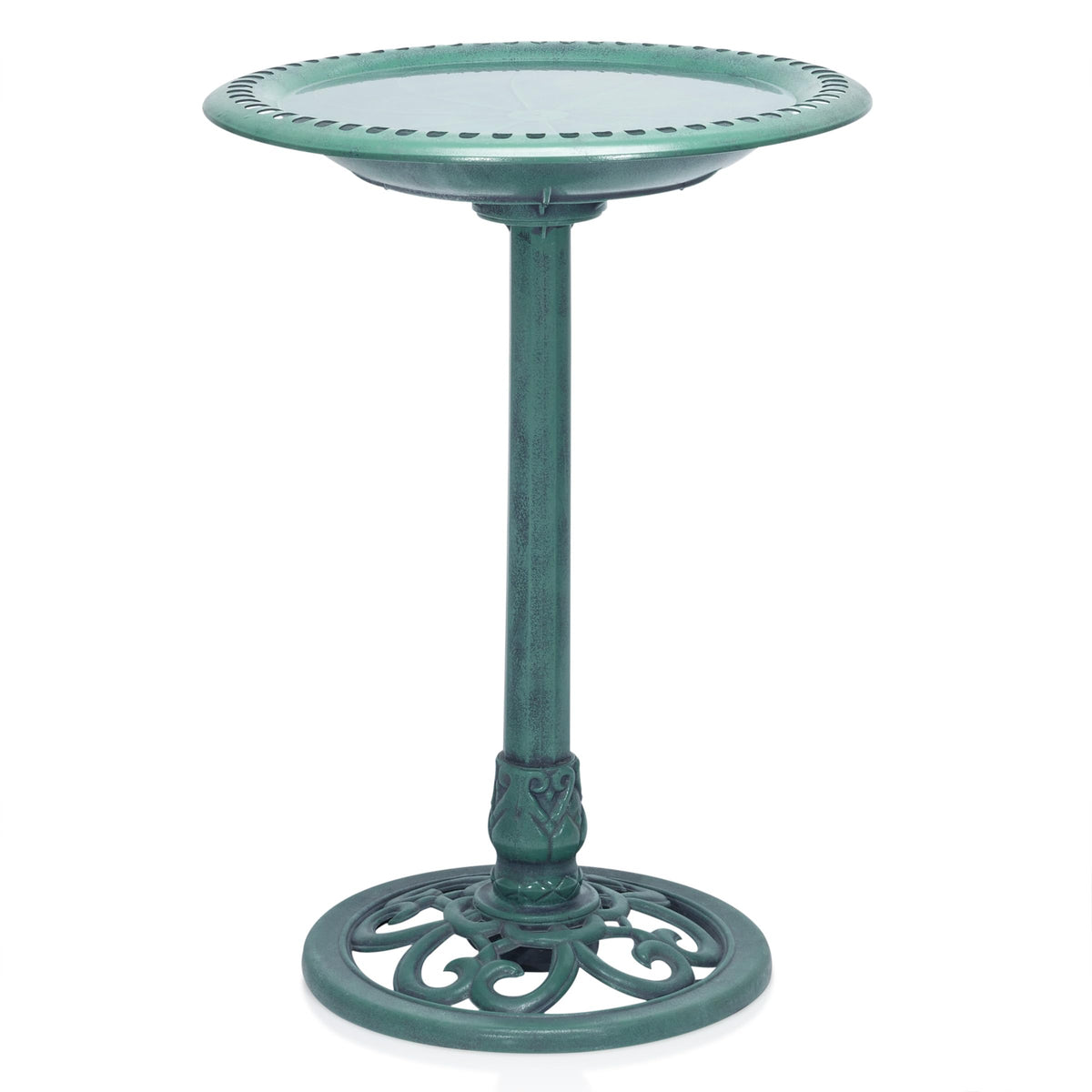 Alpine Corporation 28" Tall Outdoor Birdbath with Scrollwork