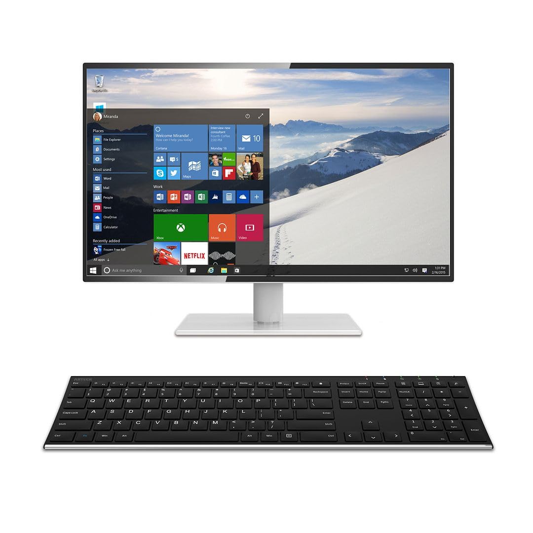 Arteck 2.4G Wireless Slim Stainless Steel Keyboard with Numeric Keypad