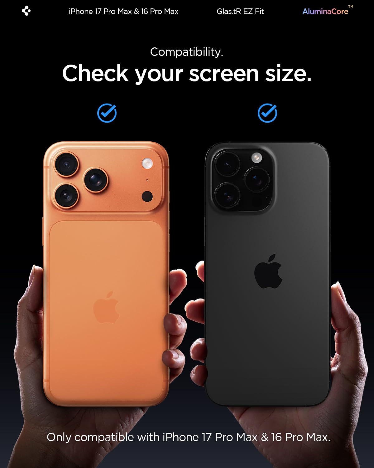 Spigen AluminaCore Screen Protector for iPhone 17 Pro Max, 2-Pack