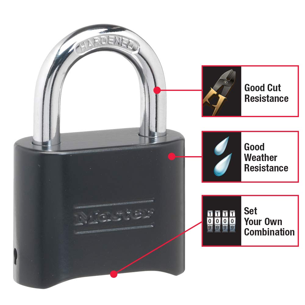 Master Lock Black Combination Padlock, 2 Pack, 178EC2