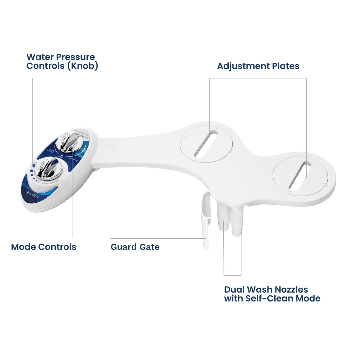 LUXE Bidet NEO 185, Rear & Feminine Wash (Blue)
