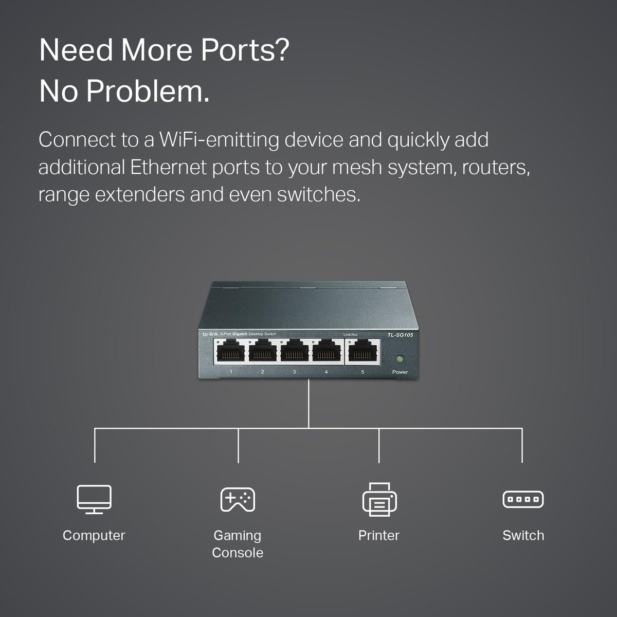 TP-Link TL-SG105 5-Port Gigabit Unmanaged Ethernet Switch
