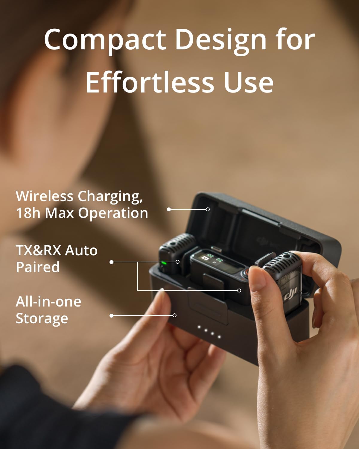 DJI Mic 2 Wireless Lavalier Microphone, 2 TX + 1 RX with Charging Case