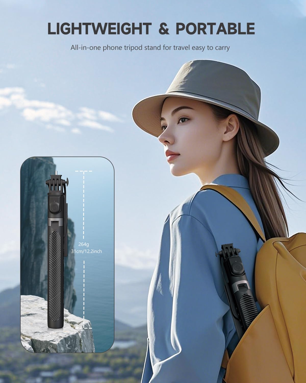 RISEOFLE 71 inch Extendable Phone Tripod and Selfie Stick with Remote