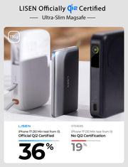 LISEN Qi2 Magnetic Power Bank, 5000mAh, Elephant Gray