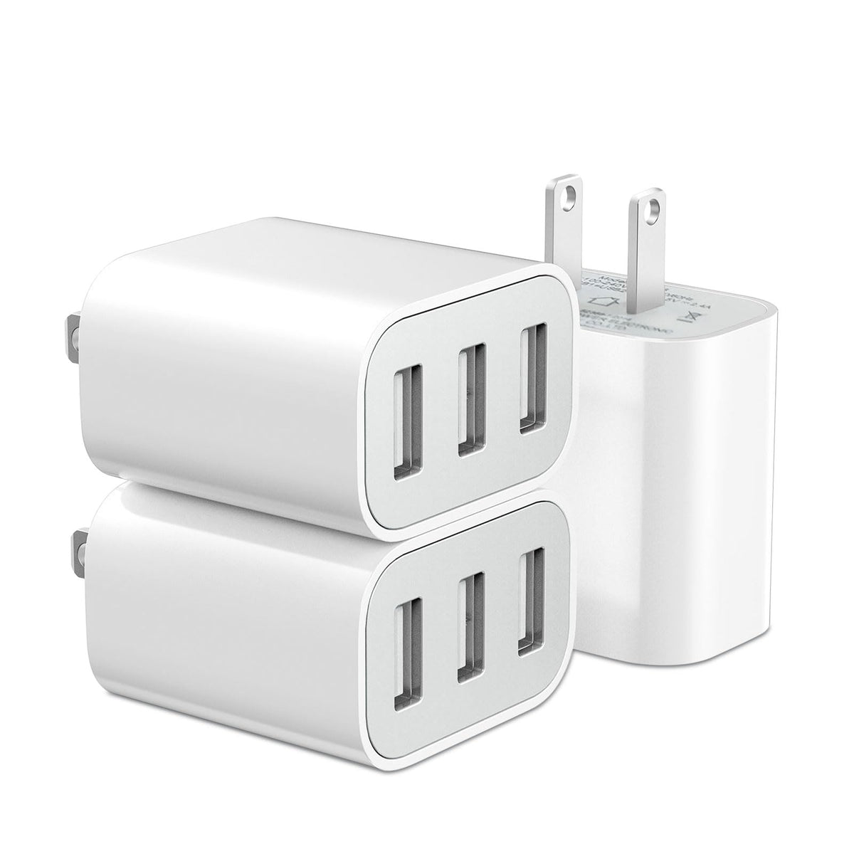 Multiport USB Charger Block, Fast Charging Wall Adapter, Milky White