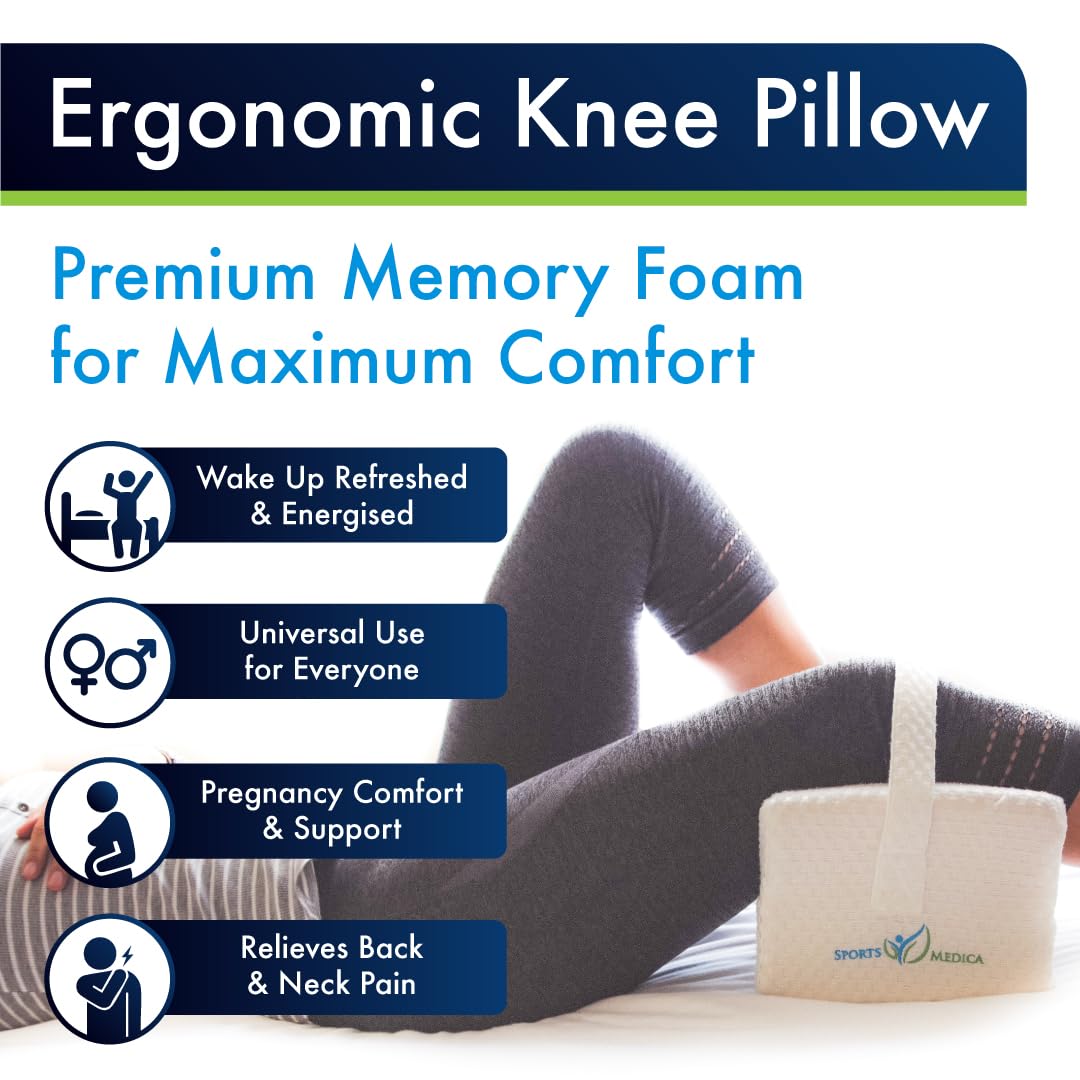 Sports Medica Memory Foam Knee Pillow for Side Sleepers