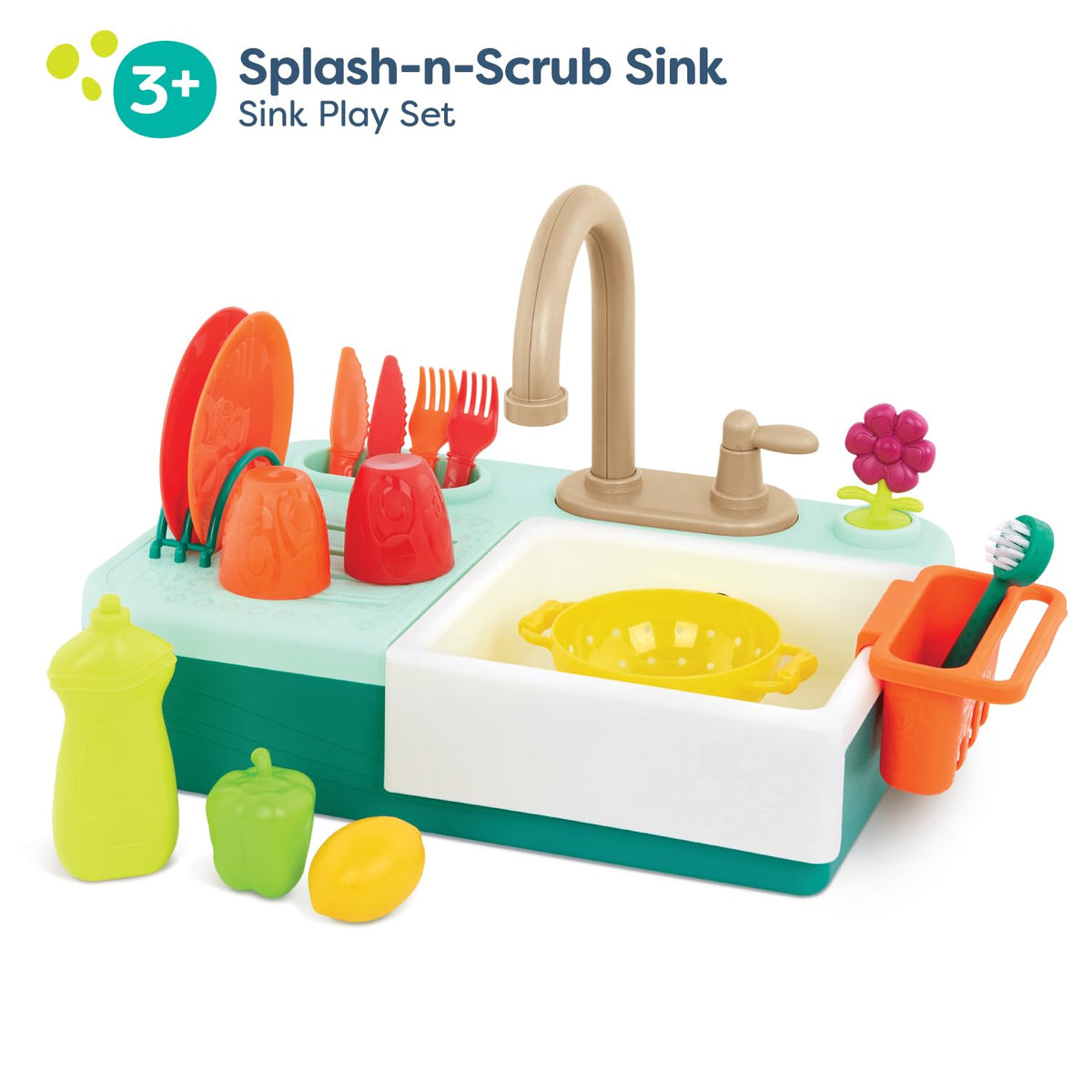 B. toys Play Sink, Splash-n-Scrub with Running Water Faucet