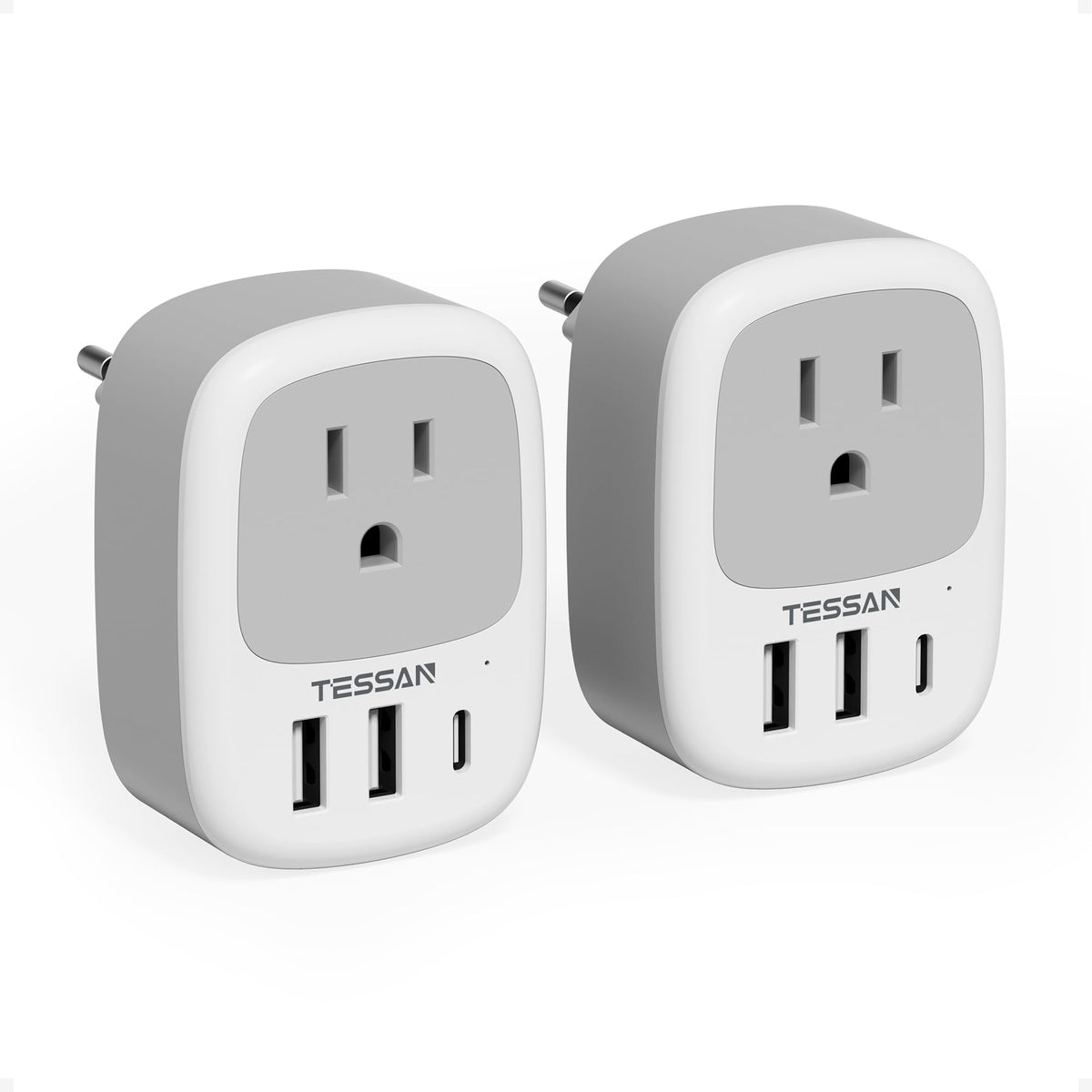 TESSAN Canada to European Travel Adapter, 2 Pack