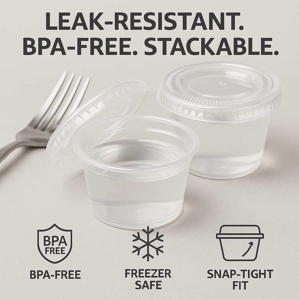 1 oz Disposable Portion Cups with Lids (200 Sets)