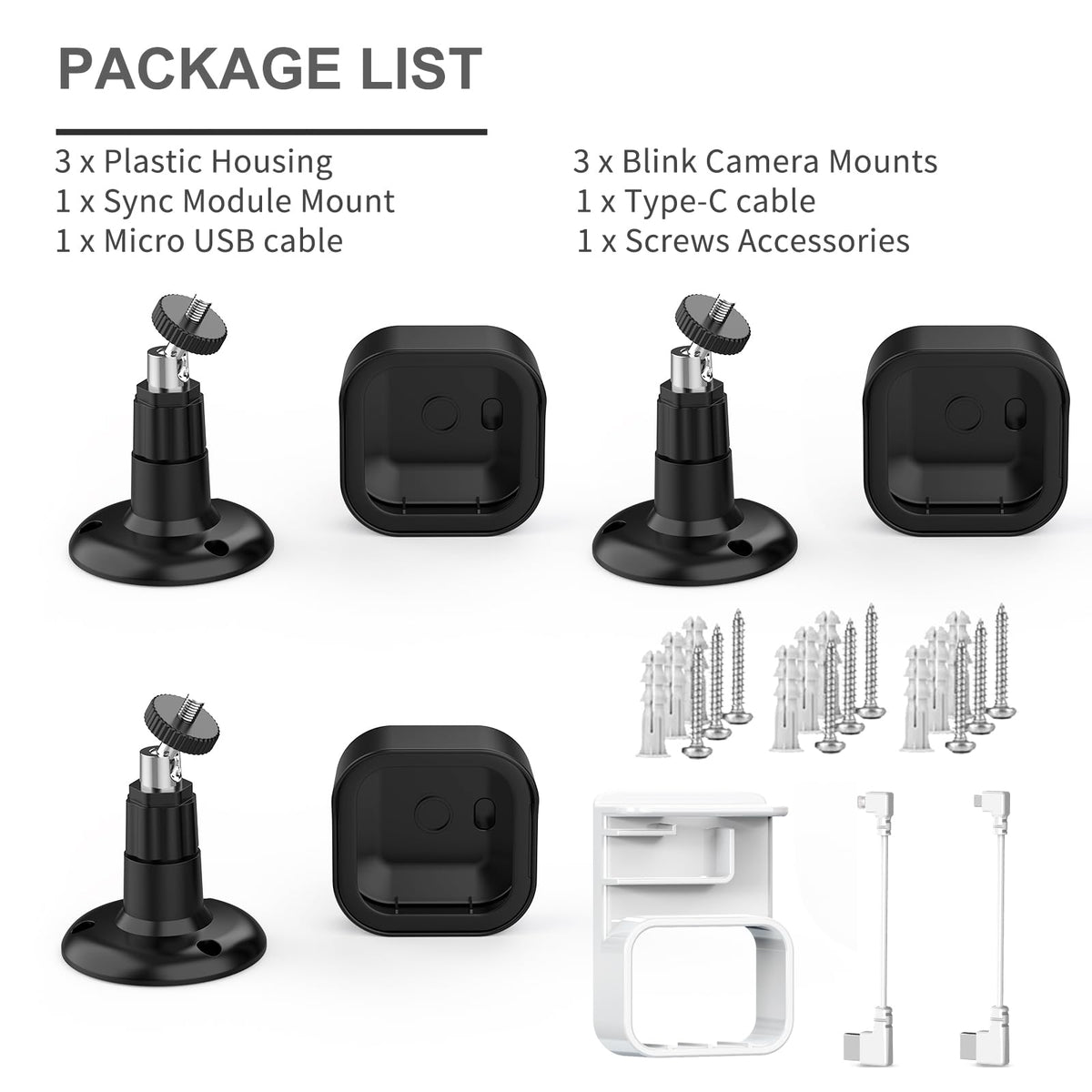 Blink Outdoor 4/2K+ Camera Mount with Protective Cover, Black (3 Pack)