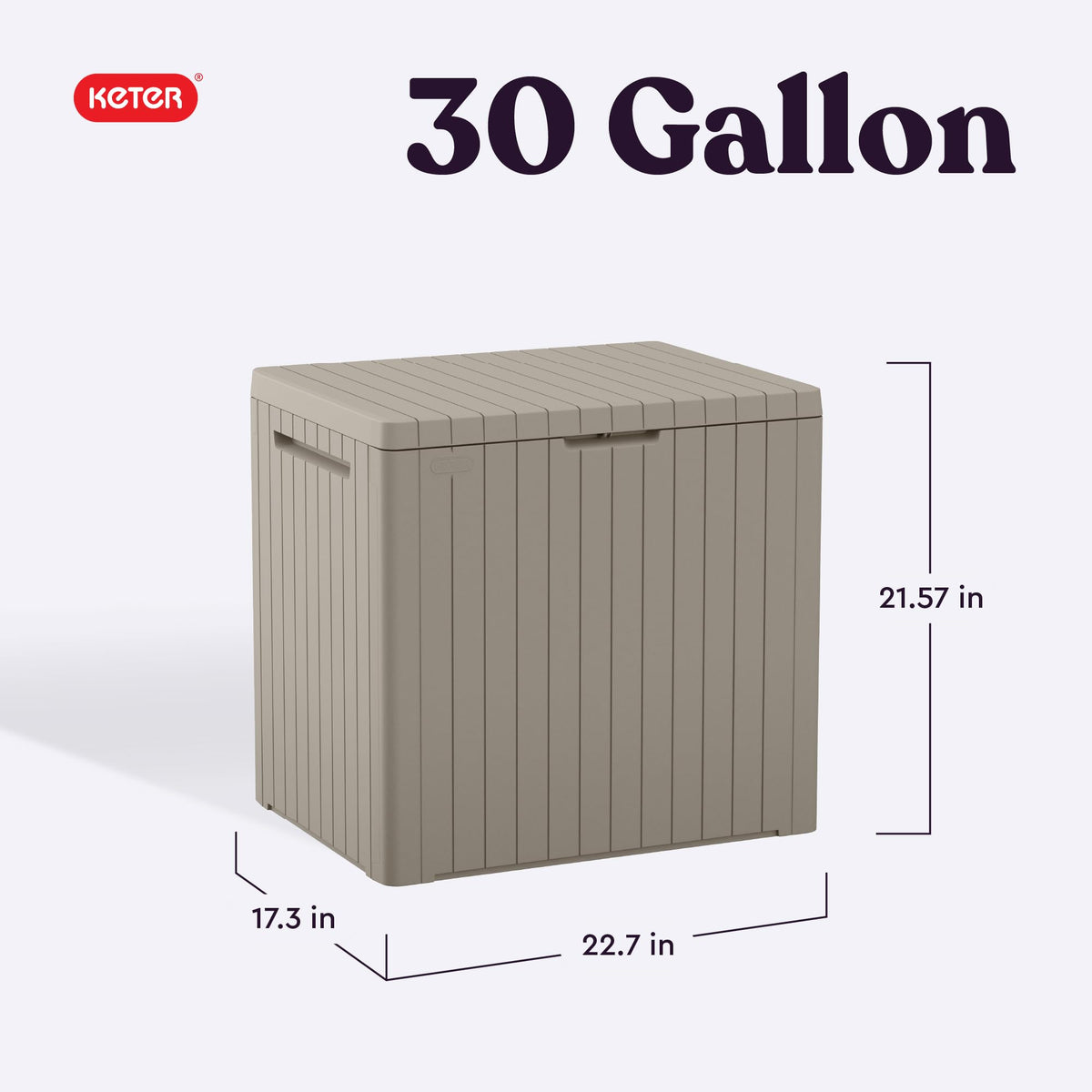 Keter City 30 Gallon Resin Outdoor Storage Box and Side Table, Beige