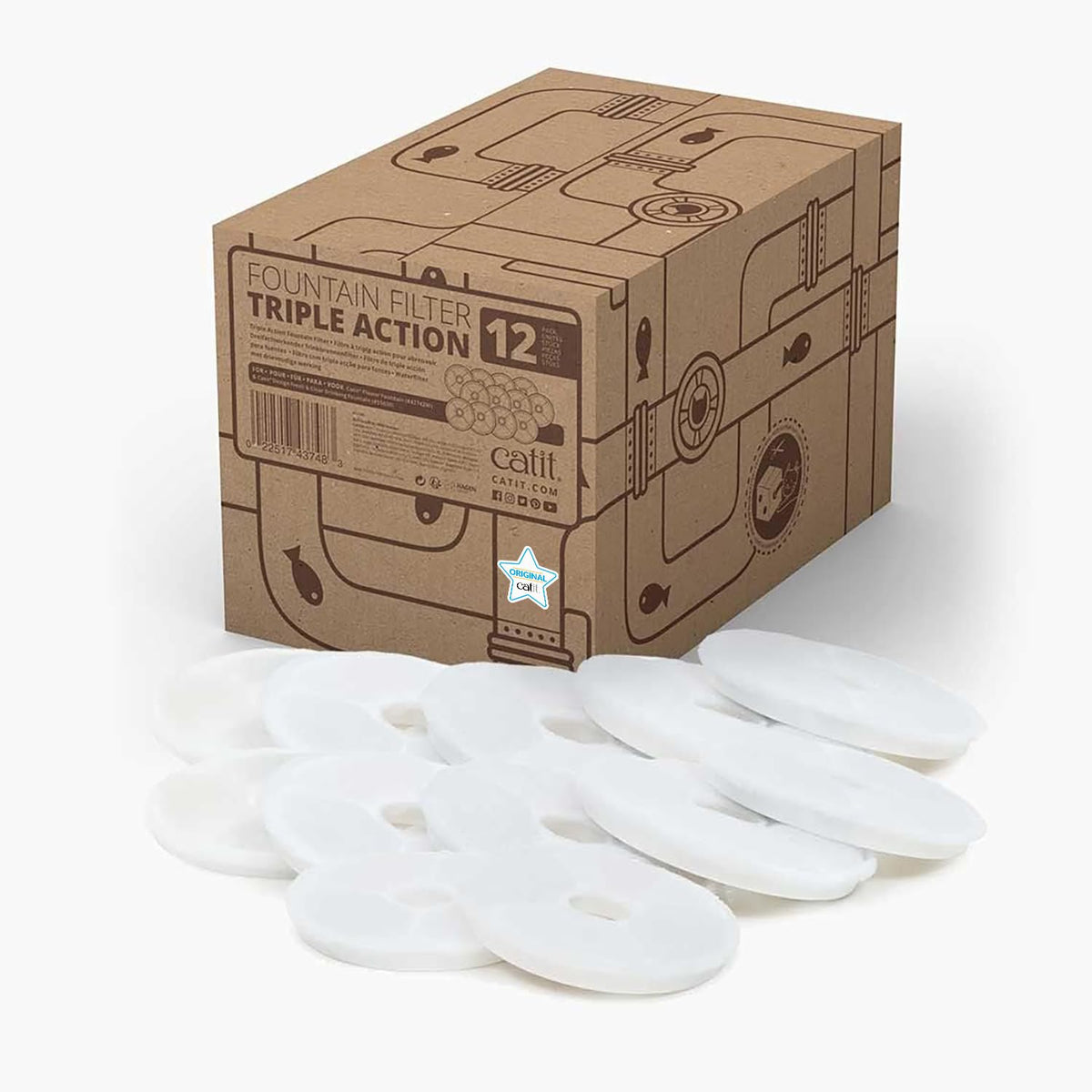 Catit Triple Action Fountain Filter, 12 Pack