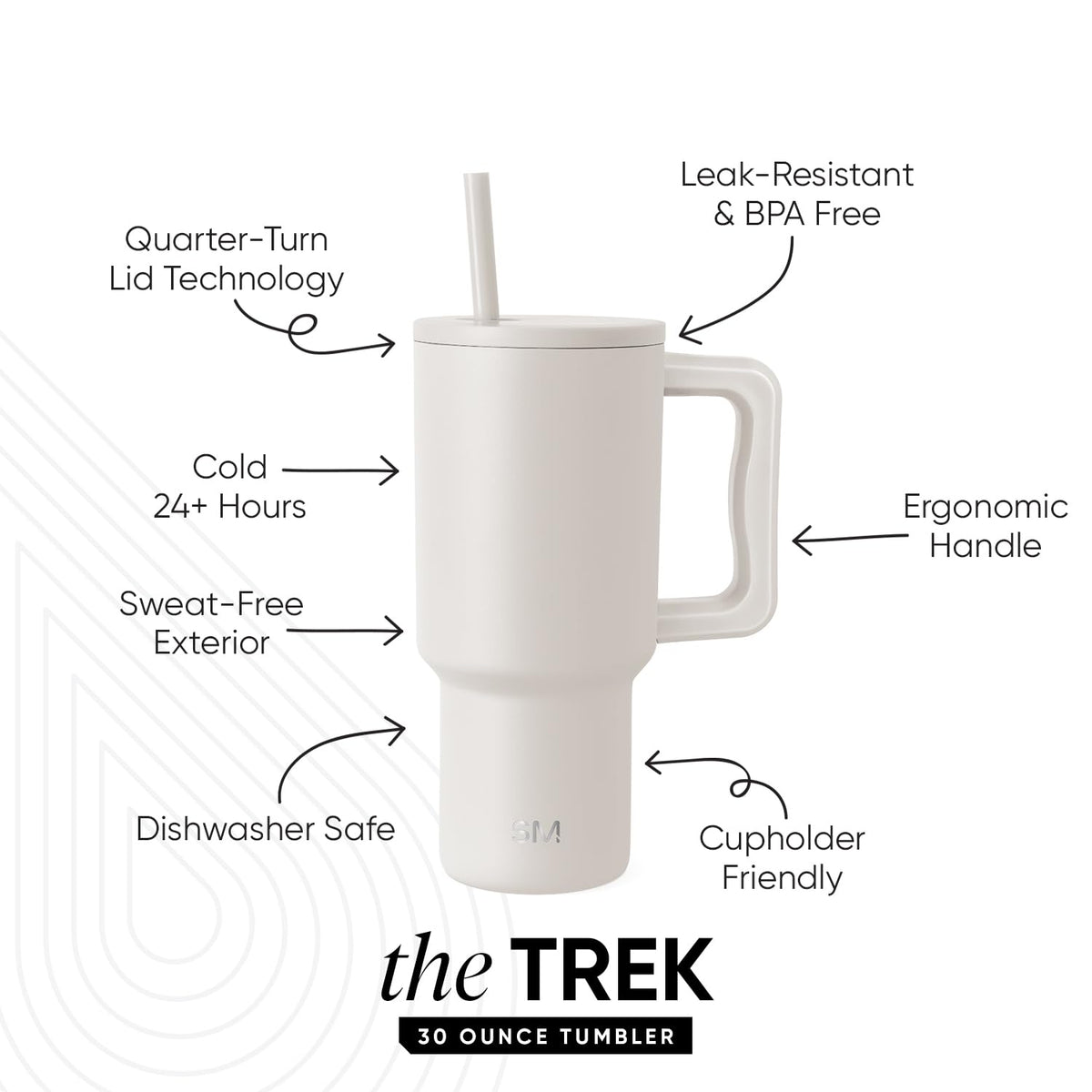 Simple Modern Tumbler with Handle and Straw, 30oz, Beige