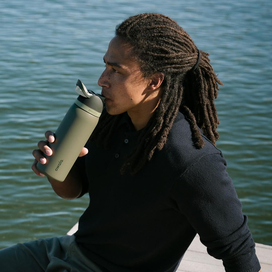 Owala FreeSip Stainless Steel Water Bottle, 32 Oz, Off Road