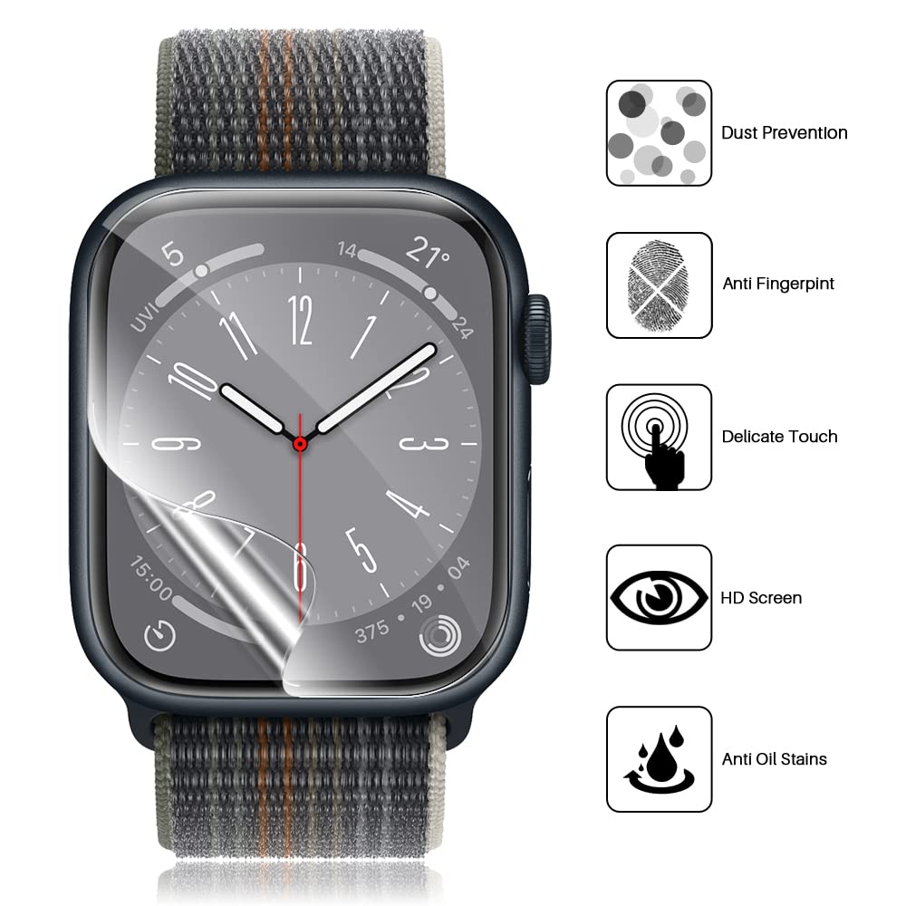 LK Screen Protector for Apple Watch 40mm/41mm, Flexible TPU, 6 Pack