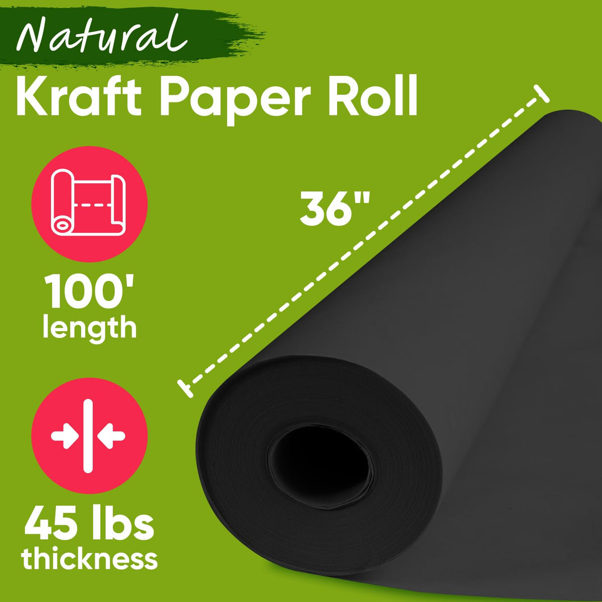 Paclord Black Kraft Paper Roll, 36x1200 Inch, 45 lbs