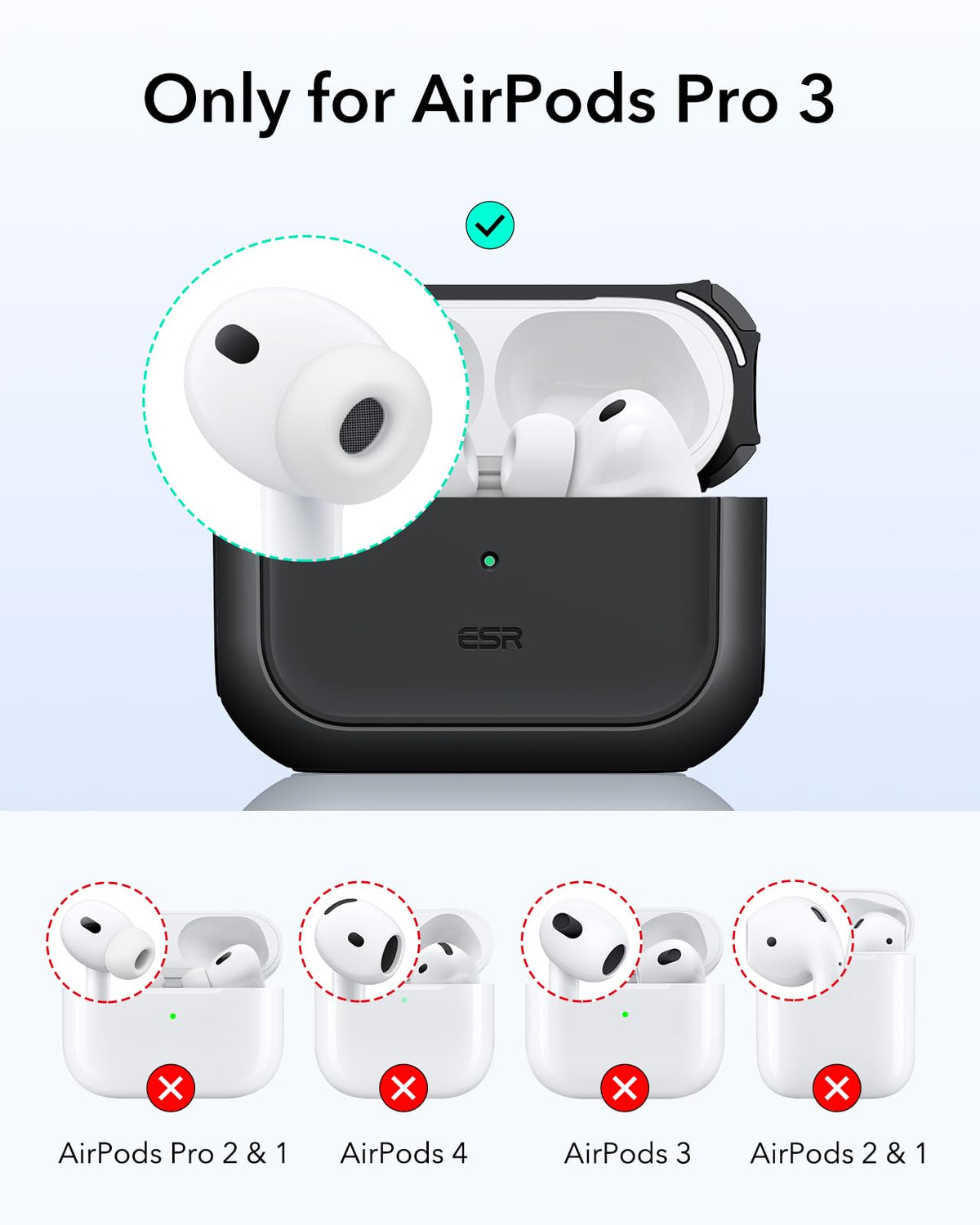 ESR Case for AirPods Pro 3 with Lanyard, MagSafe Compatible, Black
