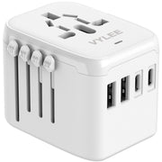 VYLEE 5-in-1 International Travel Plug Adapter, White