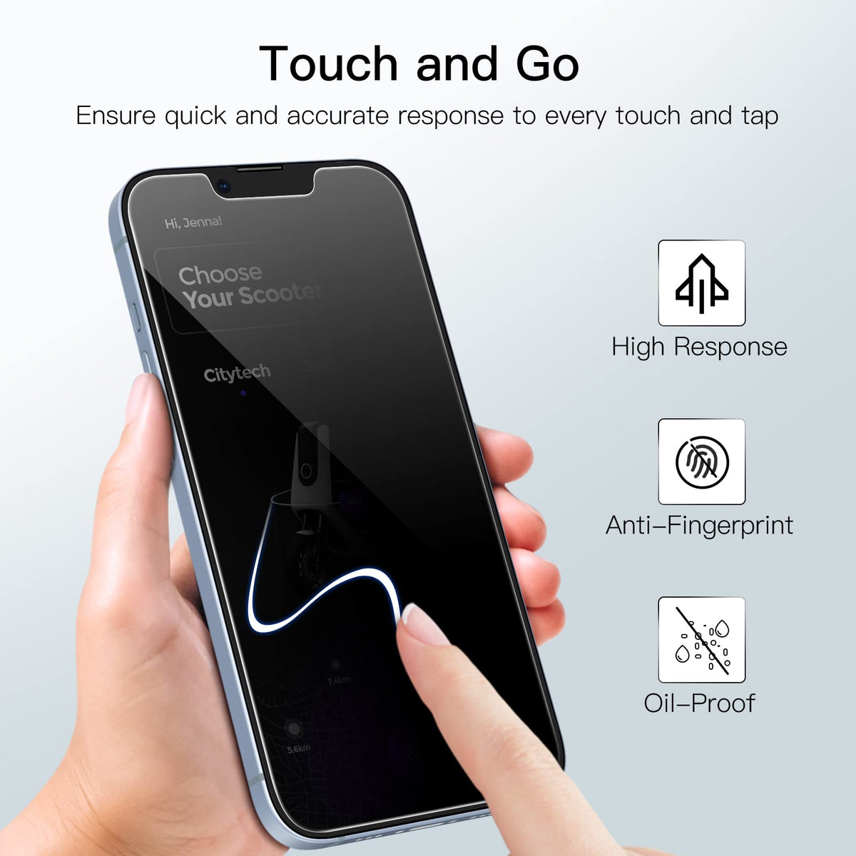 JETech Privacy Screen Protector for iPhone 17e/16e/14, 6.1 in, 2 Pack