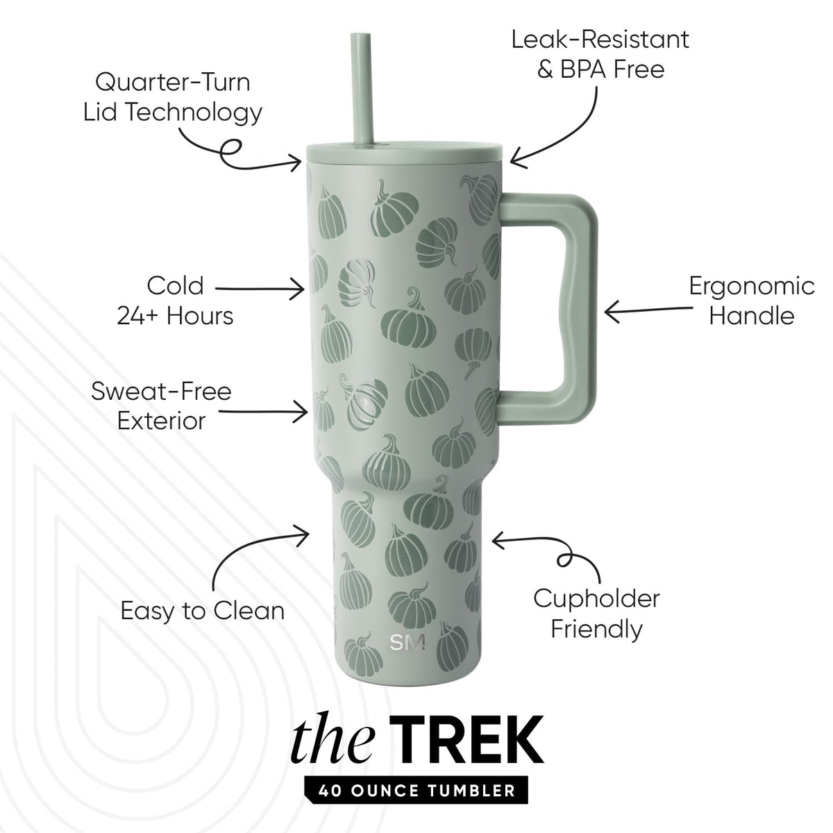Simple Modern Halloween Tumbler with Handle, 40 oz, Pumpkins