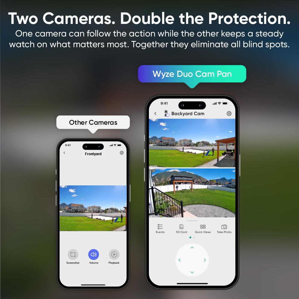 Wyze Pan Cam Duo 2K Indoor/Outdoor Security Camera, White