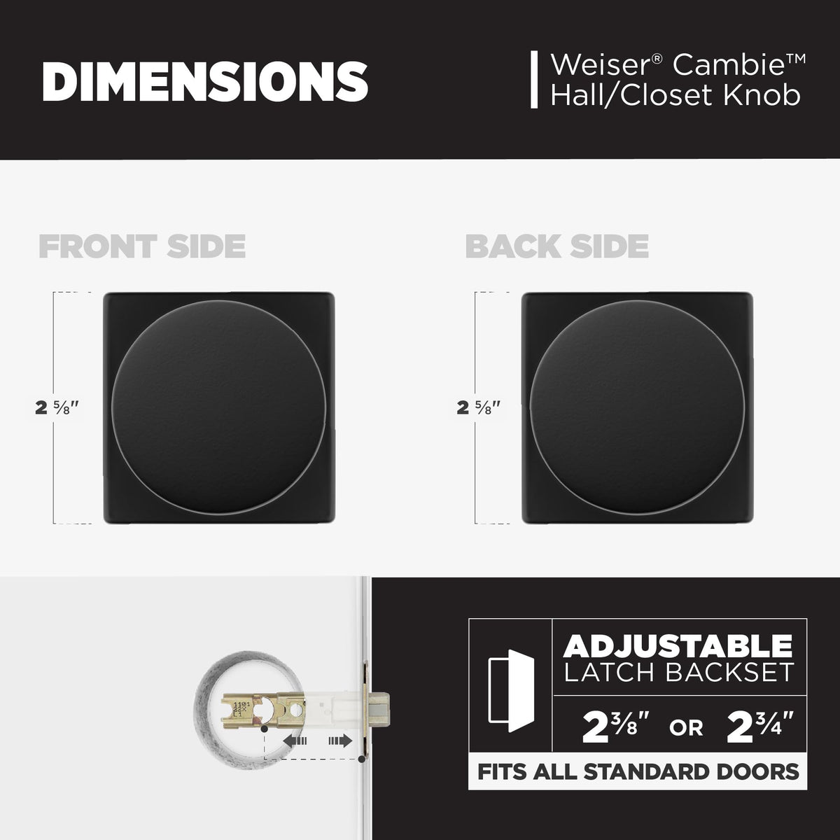 Weiser Cambie Matte Black Interior Passage Door Knob