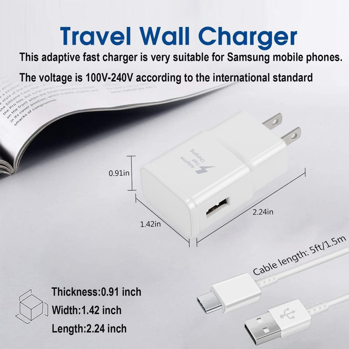 Powersky Fast Charger for Samsung with USB Type C Cable, 2 Pack