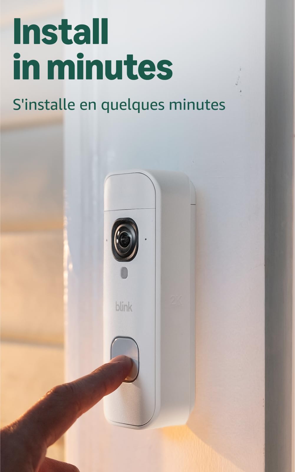 Blink Battery Doorbell 2K+ with Sync Module Core, White