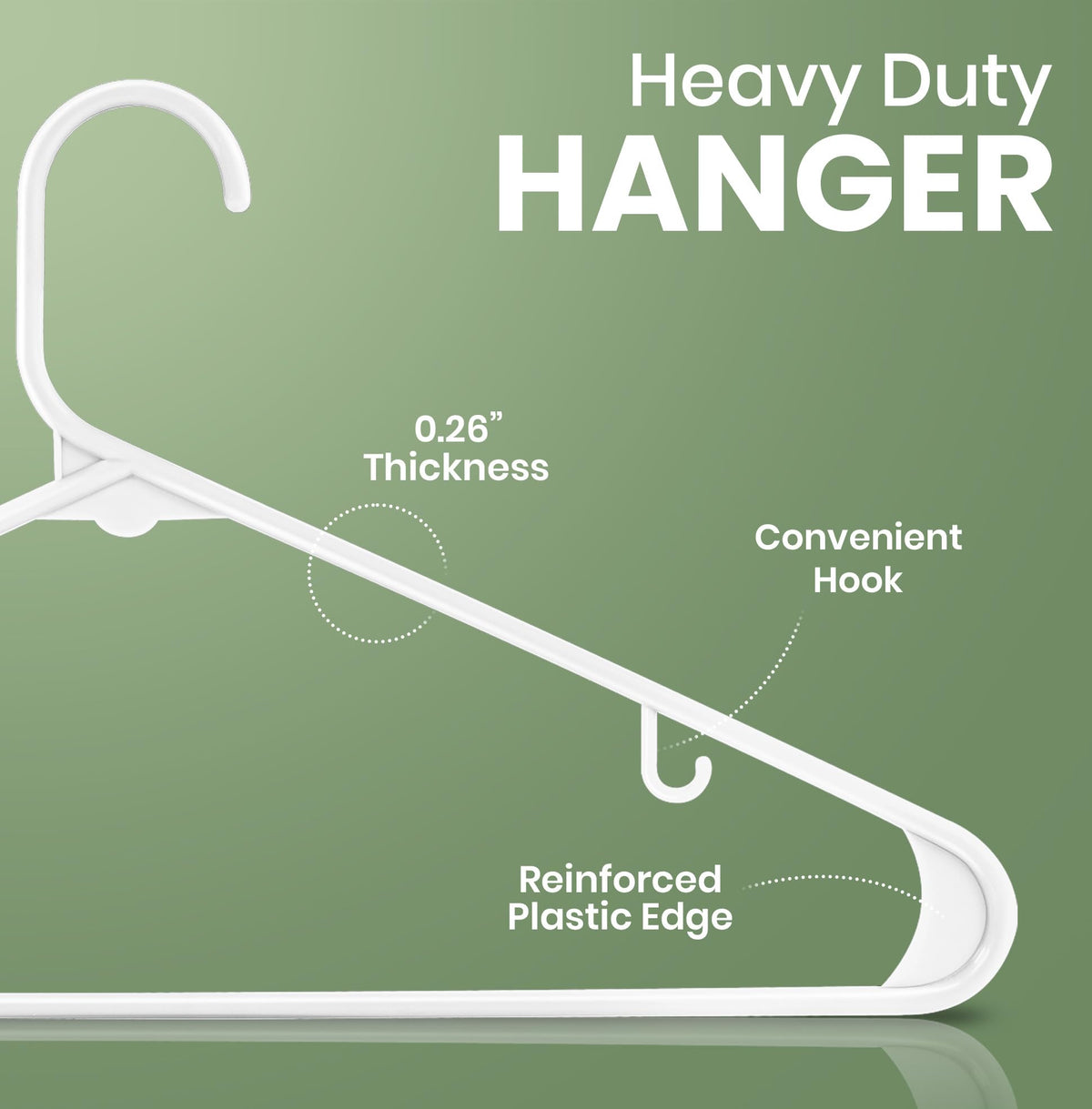 Utopia Home Plastic Hangers with Hooks, White, 50 Pack