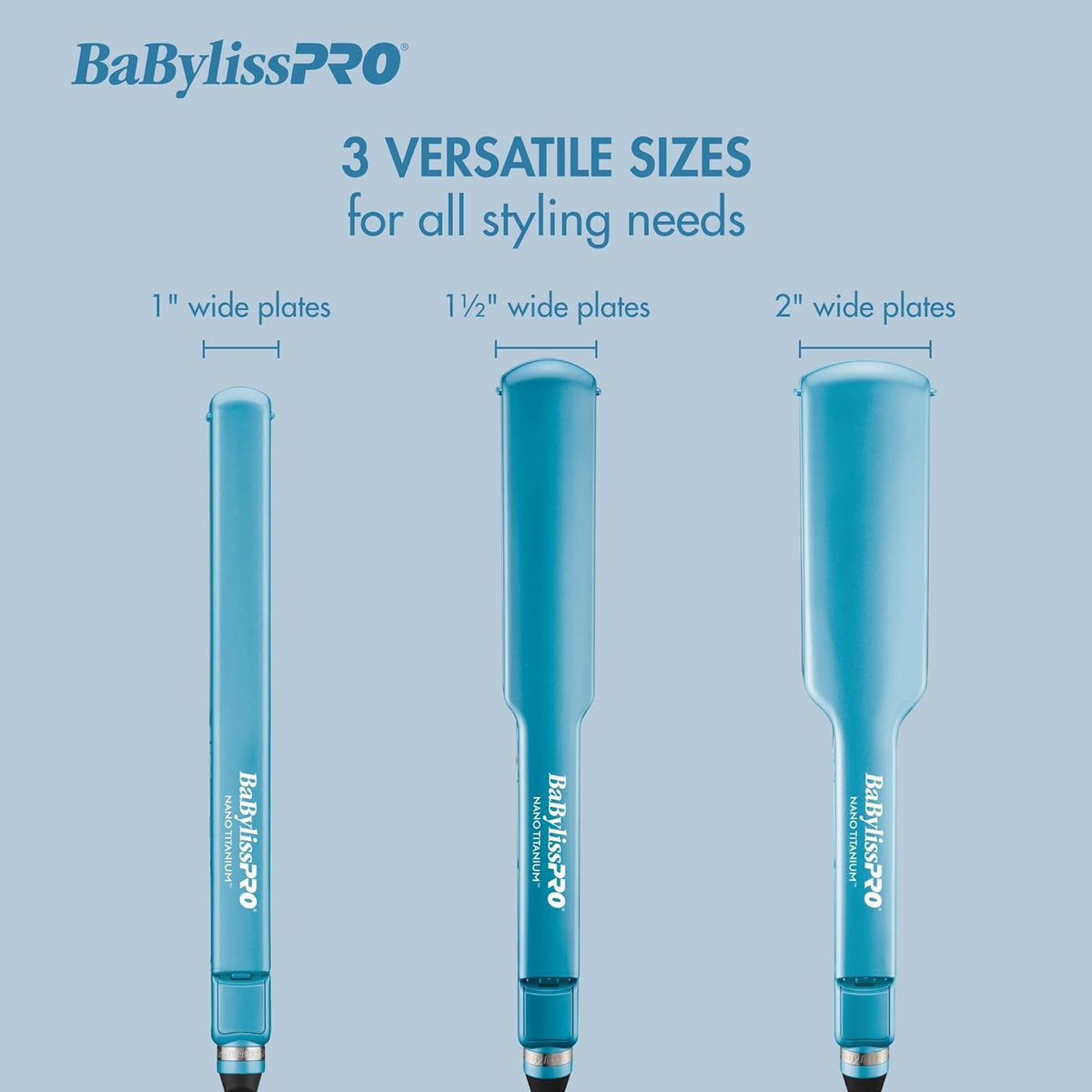 BaBylissPRO Nano Titanium Ultra-Slim Straightener, 2-Inch, Blue