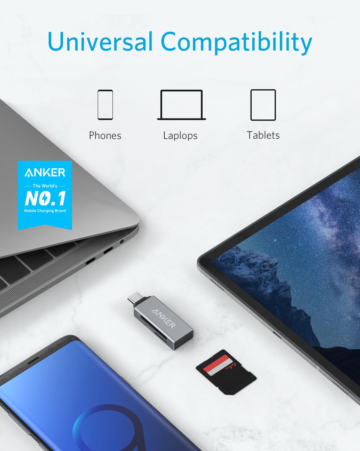 Anker 2-in-1 USB C SD Card Reader, Dual Slot