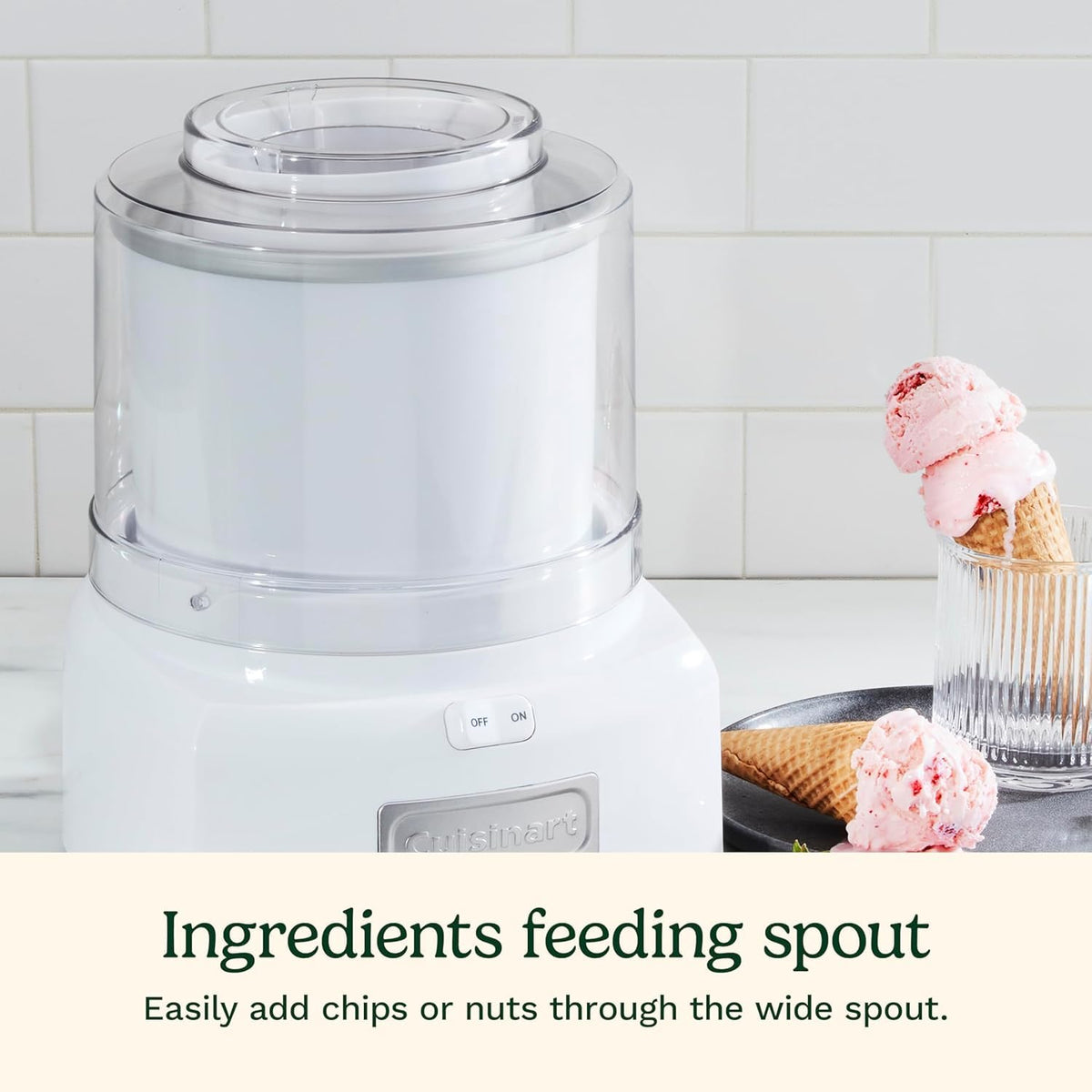 Cuisinart Ice Cream Maker, 1.5 Quart, White, ICE-21C