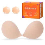 GKHWON Reusable Adhesive Strapless Bra, Beige, Cup B