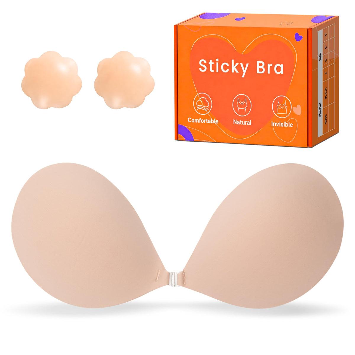 GKHWON Reusable Adhesive Strapless Bra, Beige, Cup B