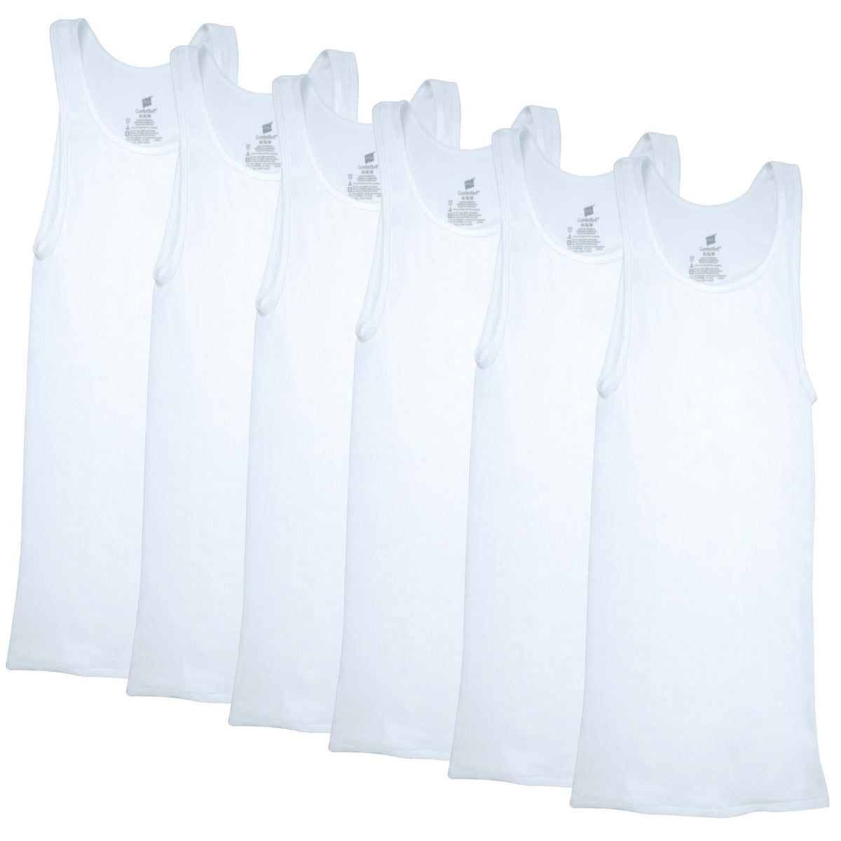 Hanes Men's ComfortSoft Tagless A-Shirts, White, Small, 6-Pack