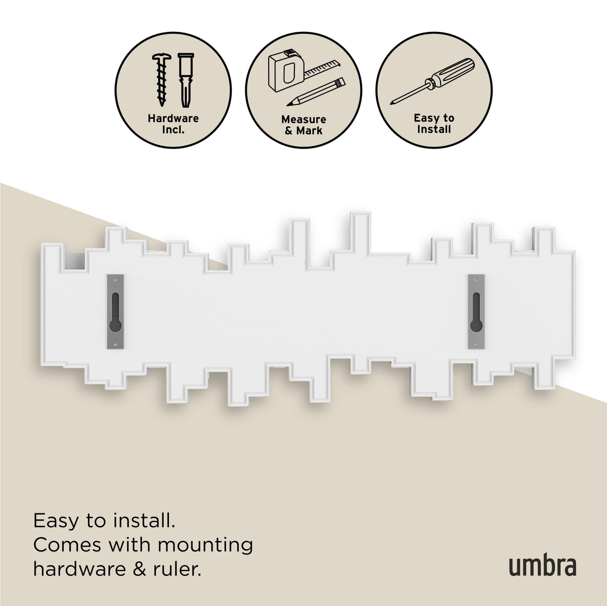 Umbra Sticks Wall-Mounted Coat Rack with 5 Retractable Pegs, White