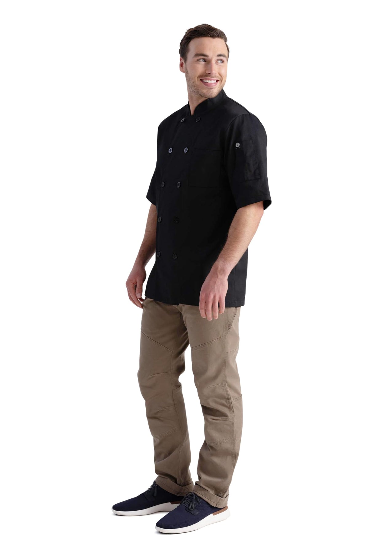 Chef Works Unisex Volnay Chef Coat, Black, Medium