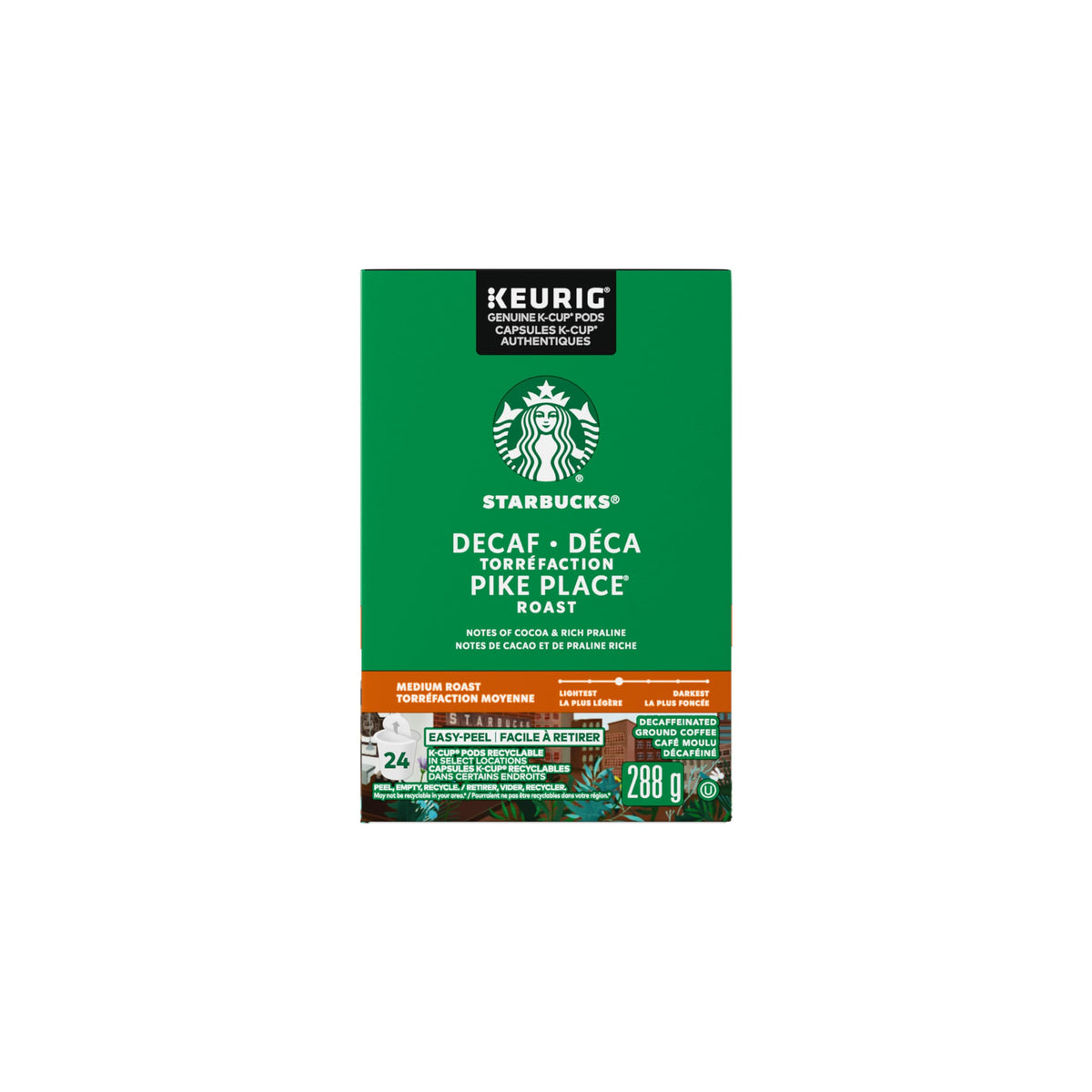 Starbucks Pike Place Decaf Medium Roast K-Cup Pods, 288 g