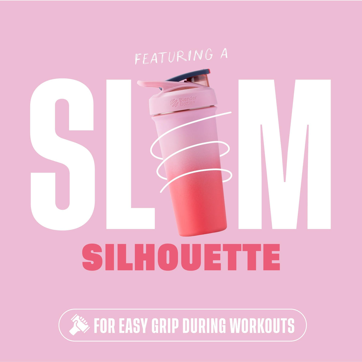 BlenderBottle Strada Insulated Shaker Cup, 25oz, Flamingo Ombre