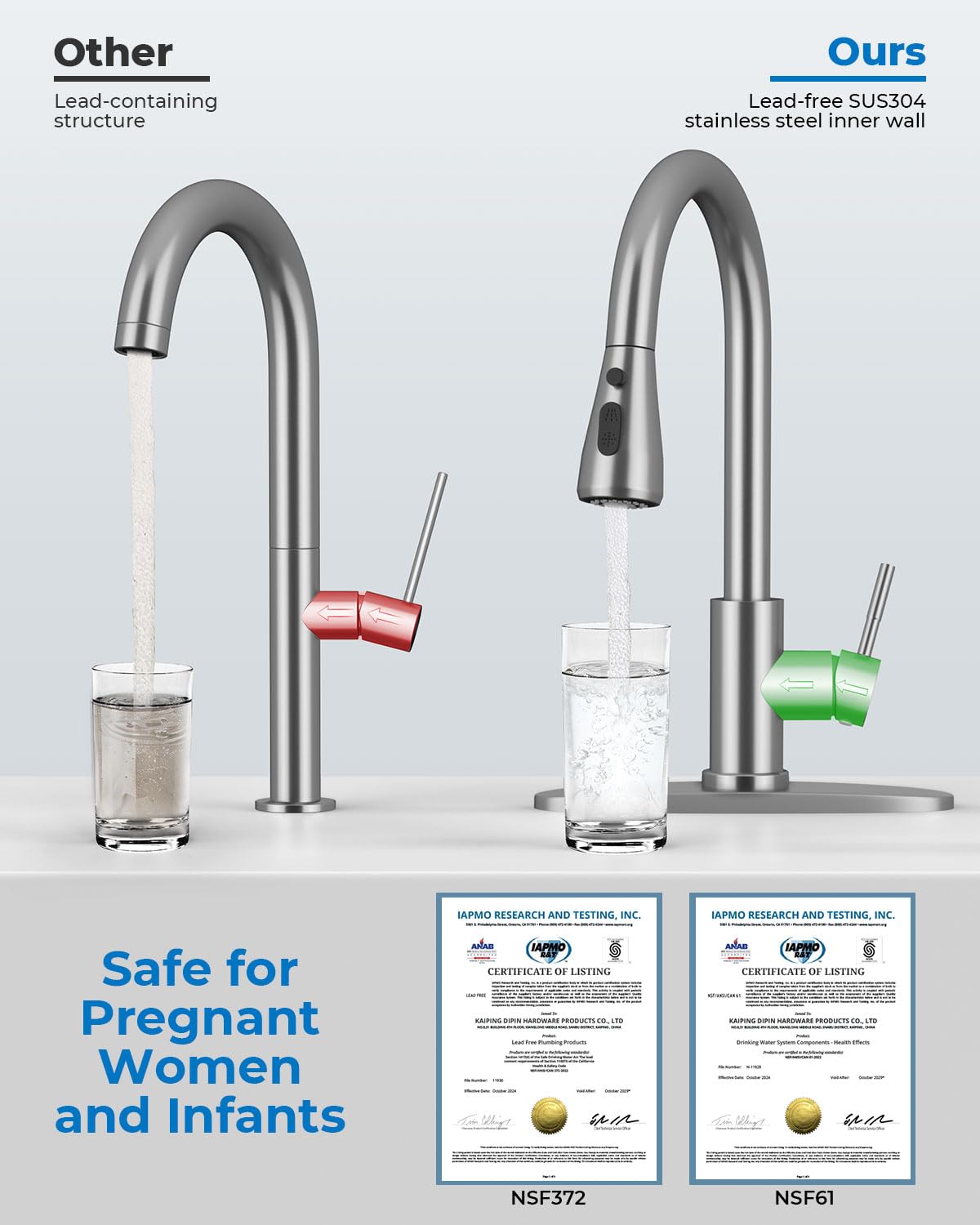 WEWE Pull-Down Kitchen Faucet with Sprayer 3 Modes