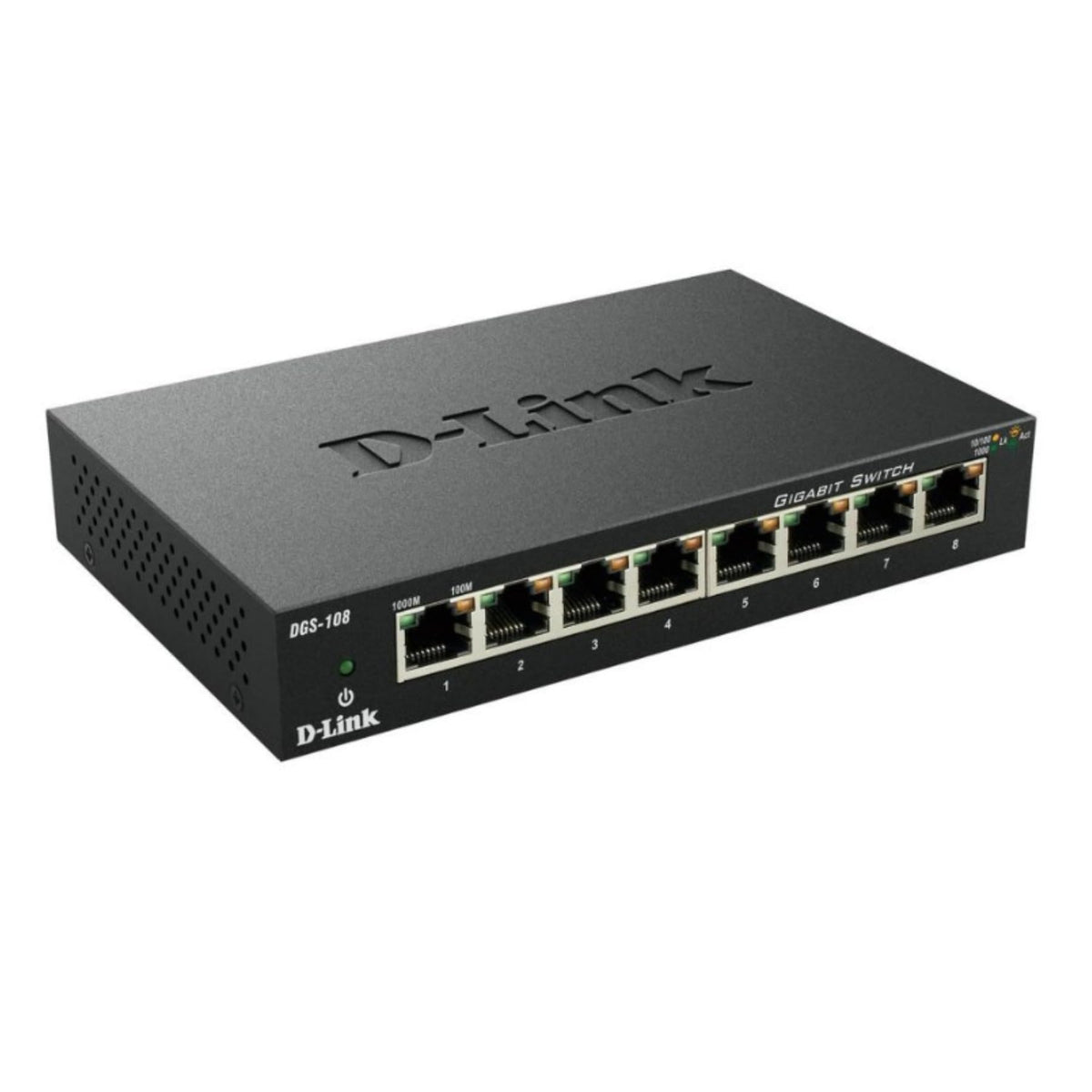 D-Link DGS-108 8-Port Gigabit Ethernet Unmanaged Switch, Metal